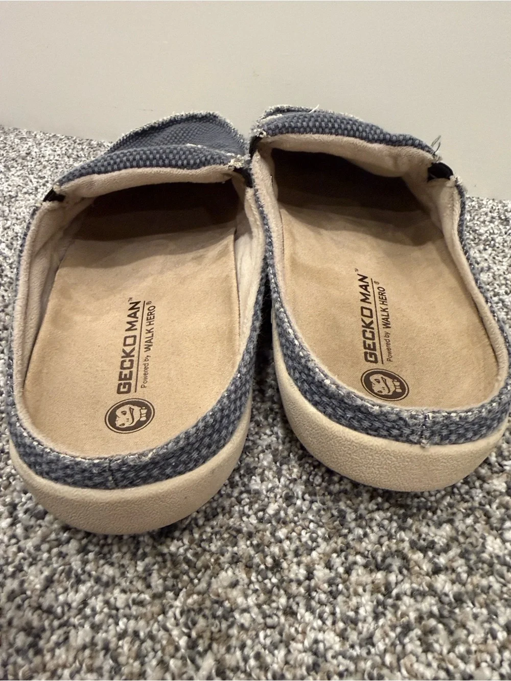 Gecko Man Men’s Size 10.5 Navy Canvas Slip-On Loafers Slippers House Shoes